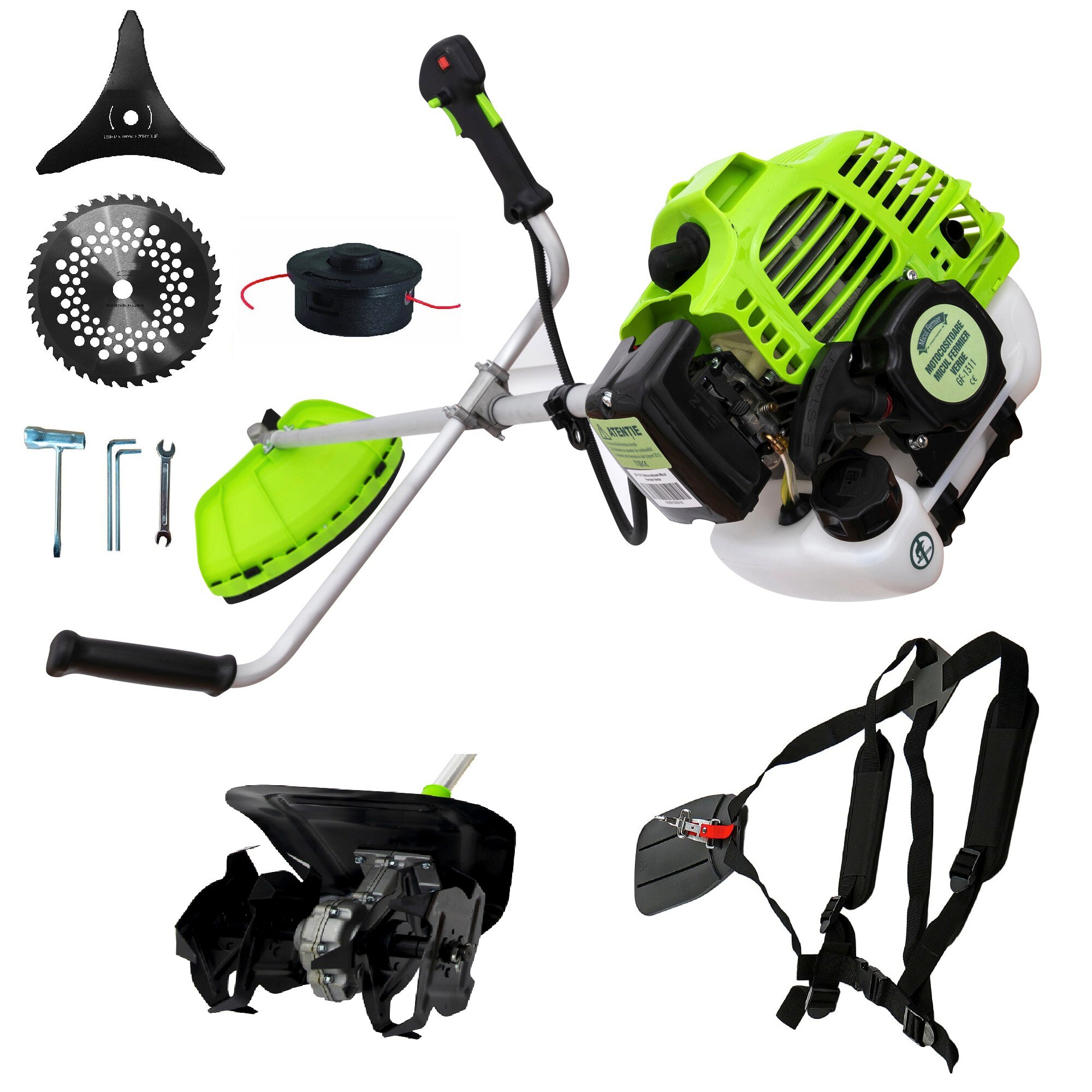 Set Motocoasa Micul Fermier G1311, 3.4CP + Cap cultivator (28) +3 Sisteme Taiere, Motocositoare de umar pe benzina